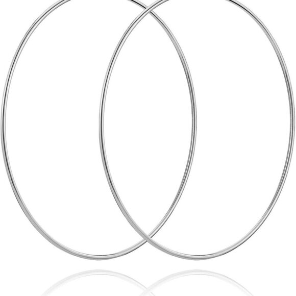 925 Sterling Silver Hoop Earrings - 60mm - Picture 1 of 6